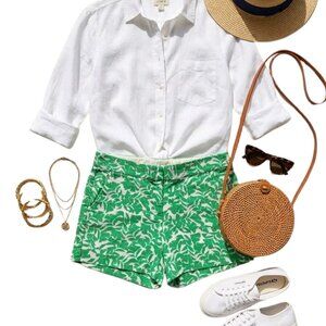 J. Crew Women's Size 6 Shorts Green & White Floral Pattern